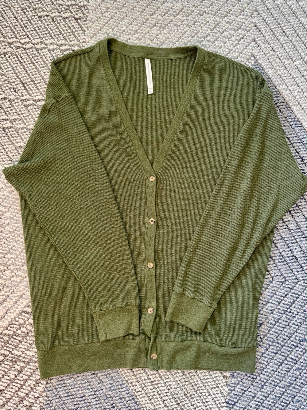Babaton Oversized Waffle Knit V-Neck Cardigan